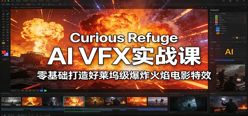 Curious Refuge AI VFX实战课，零基础打造好莱坞级爆炸火焰电影特效网创项目-知识付费-在线课程-自媒体创业-网络副业-优利资源优利资源网