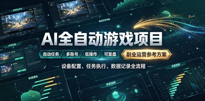 AI全自动游戏躺賺副业：日入几百，稳定运行三年的项目！【揭秘】网创项目-知识付费-在线课程-自媒体创业-网络副业-优利资源优利资源网