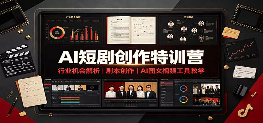 AI短剧创作特训营：行业机会解析，剧本创作，AI图文视频工具教学(文字版)网创项目-知识付费-在线课程-自媒体创业-网络副业-优利资源优利资源网
