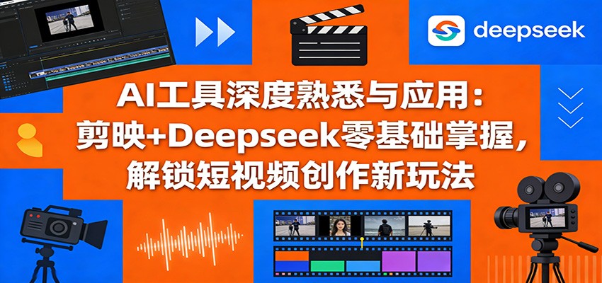 AI工具深度熟悉与应用：剪映+Deepseek零基础掌握，解锁短视频创作新玩法网创项目-知识付费-在线课程-自媒体创业-网络副业-优利资源优利资源网