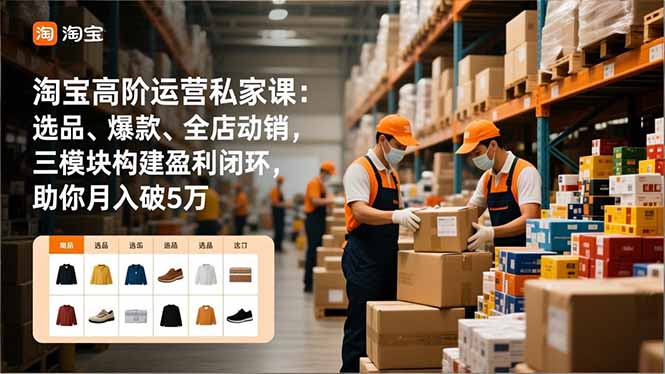 淘宝高阶运营私家课：选品、爆款、全店动销，三模块构建盈利闭环，助你月入破5万(更新12月网创项目-知识付费-在线课程-自媒体创业-网络副业-优利资源优利资源网