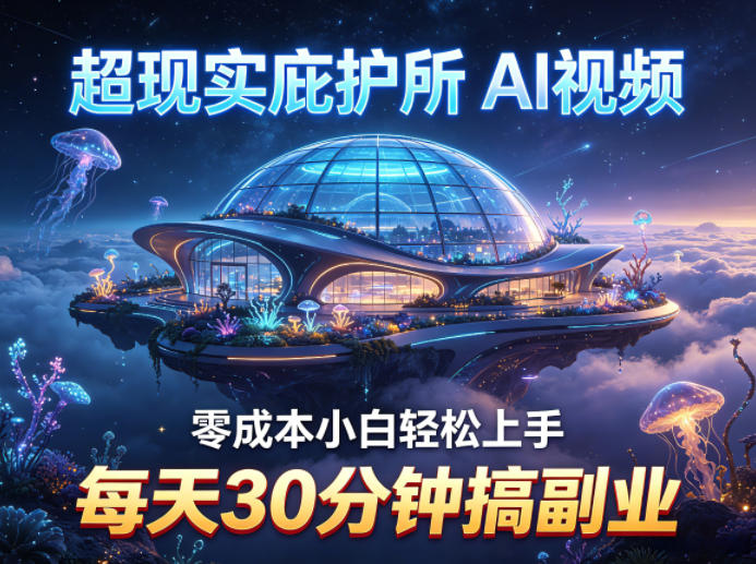 超现实庇护所AI视频项目拆解，零成本小白轻松上手，每天30分钟搞副业网创项目-知识付费-在线课程-自媒体创业-网络副业-优利资源优利资源网