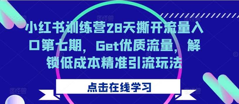 小红书训练营28天撕开流量入口第七期，Get优质流量，解锁低成本精准引流玩法网创项目-知识付费-在线课程-自媒体创业-网络副业-优利资源优利资源网