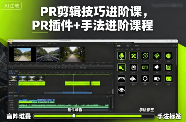 PR剪辑技巧进阶课，PR插件+手法进阶课程网创项目-知识付费-在线课程-自媒体创业-网络副业-优利资源优利资源网