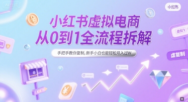 小红书虚拟电商从0到1全流程拆解，手把手教你复制，新手小白也能轻松月入过W网创项目-知识付费-在线课程-自媒体创业-网络副业-优利资源优利资源网