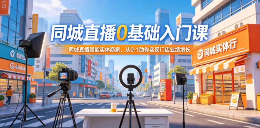 同城直播0基础入门课，同城直播赋能实体商家，从0-1助你实现门店业绩增长网创项目-知识付费-在线课程-自媒体创业-网络副业-优利资源优利资源网