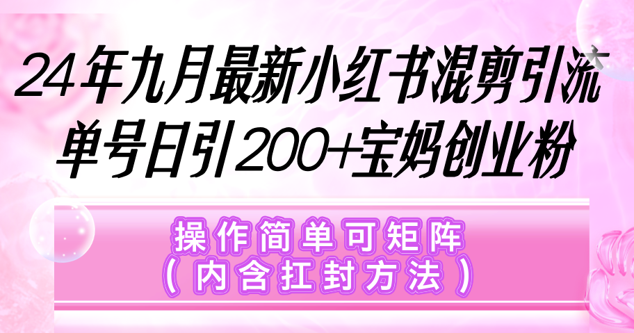 （12530期）小红书混剪引流，单号日引200+宝妈创业粉，操作简单可矩阵（内含扛封…网创项目-知识付费-在线课程-自媒体创业-网络副业-优利资源优利资源网