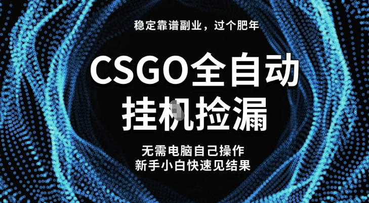 【稳定副业】全球最热门游戏CSGO全自动捡漏，最新玩法，新手小白日入5张+【揭秘】网创项目-知识付费-在线课程-自媒体创业-网络副业-优利资源优利资源网