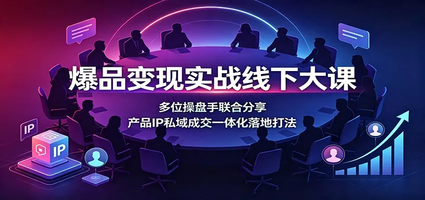 爆品变现实战线下大课：多位操盘手联合分享，产品IP私域成交一体化落地打法网创项目-知识付费-在线课程-自媒体创业-网络副业-优利资源优利资源网