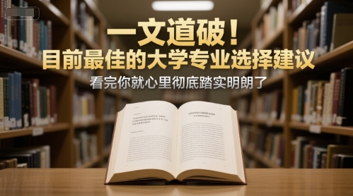 付费文章：一文道破！目前最佳的大学专业选择建议，看完你就心里彻底踏实明朗了网创项目-知识付费-在线课程-自媒体创业-网络副业-优利资源优利资源网