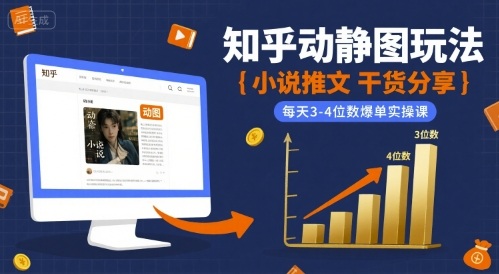 小说推文干货分享之知乎动静图玩法，每天3-4位数爆单实操课网创项目-知识付费-在线课程-自媒体创业-网络副业-优利资源优利资源网