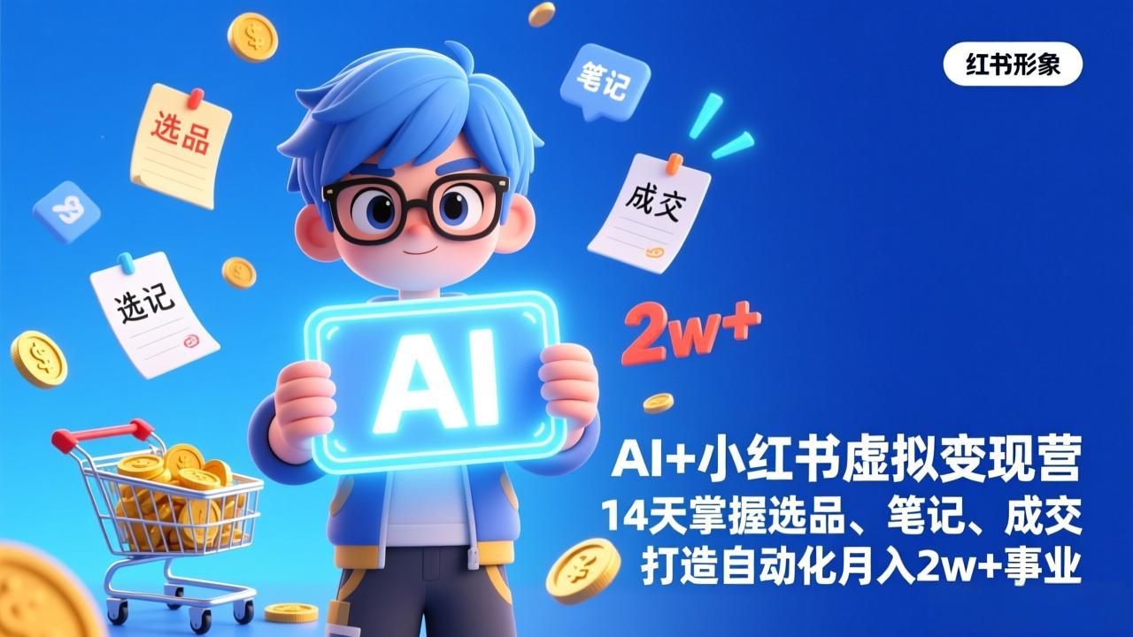 AI+小红书虚拟变现营(完结网创项目-知识付费-在线课程-自媒体创业-网络副业-优利资源优利资源网