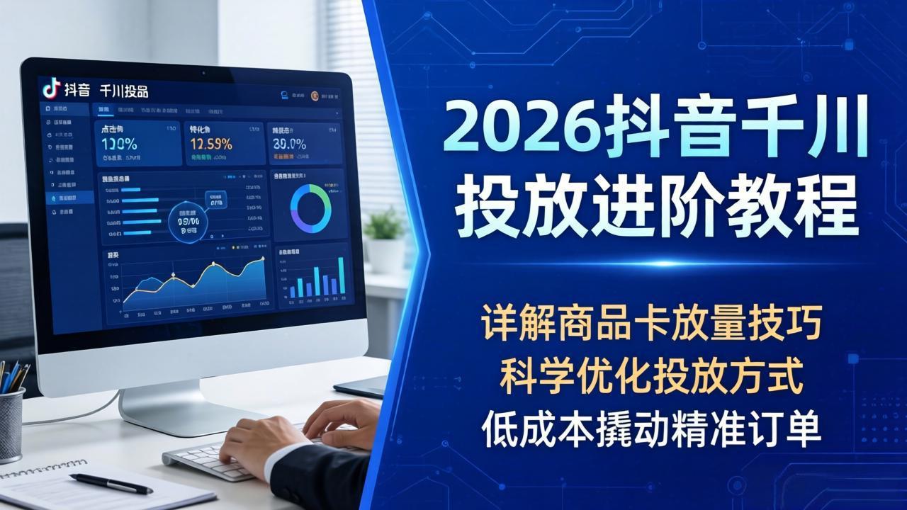 2026抖音千川投放进阶教程，详解商品卡放量技巧，科学优化投放方式，低成本撬动精准订单网创项目-知识付费-在线课程-自媒体创业-网络副业-优利资源优利资源网