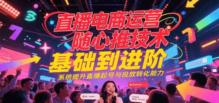 直播电商运营随心推投放技术基础到进阶，系统提升直播起号与投放转化能力网创项目-知识付费-在线课程-自媒体创业-网络副业-优利资源优利资源网