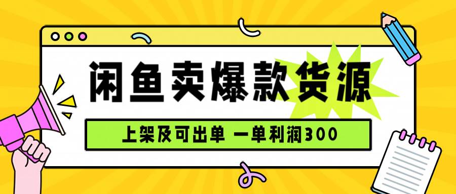（15977期）闲鱼卖爆款货源，每天利润1000，上架即出单网创项目-知识付费-在线课程-自媒体创业-网络副业-优利资源优利资源网