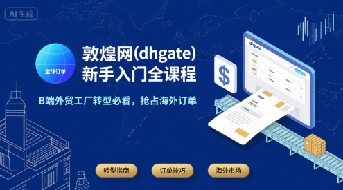 敦煌网(dhgate)新手入门全课程，B端外贸工厂转型必看，抢占海外订单网创项目-知识付费-在线课程-自媒体创业-网络副业-优利资源优利资源网