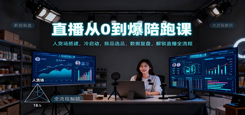直播从0到爆陪跑课：人货场搭建，冷启动，排品选品，数据复盘，解锁直播全流程网创项目-知识付费-在线课程-自媒体创业-网络副业-优利资源优利资源网