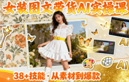 女装图文带货的AI实操课，覆盖38个实用技能，快速提升素材制作效率网创项目-知识付费-在线课程-自媒体创业-网络副业-优利资源优利资源网