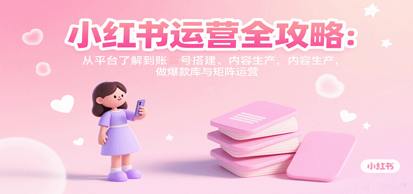 小红书运营全攻略：从平台了解到账号搭建、内容生产，做爆款库与矩阵运营网创项目-知识付费-在线课程-自媒体创业-网络副业-优利资源优利资源网