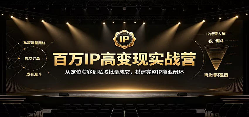 百万IP高变现实战营：从定位获客到私域批量成交，搭建完整IP商业闭环网创项目-知识付费-在线课程-自媒体创业-网络副业-优利资源优利资源网