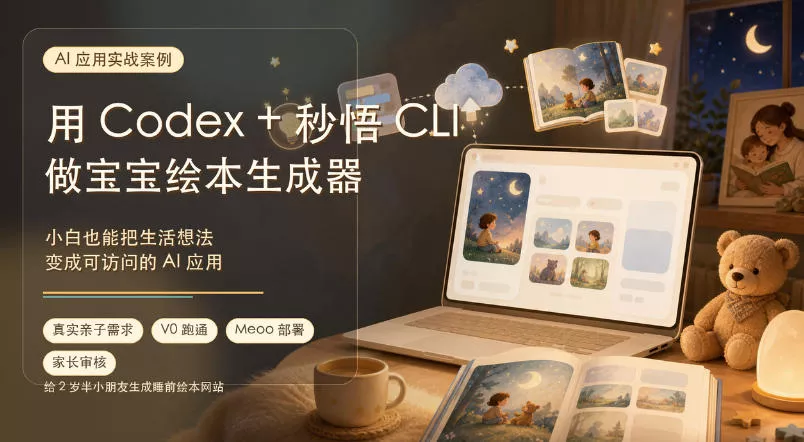 AI应用实战案例，用Codex+秒悟CLl做宝宝绘本生成器，小白也能把生活想法变成可访问的AI应用网创项目-知识付费-在线课程-自媒体创业-网络副业-优利资源优利资源网
