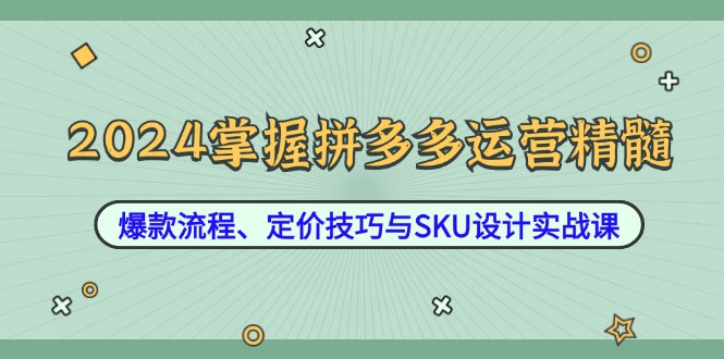 （12703期）2024掌握拼多多运营精髓：爆款流程、定价技巧与SKU设计实战课网创项目-知识付费-在线课程-自媒体创业-网络副业-优利资源优利资源网