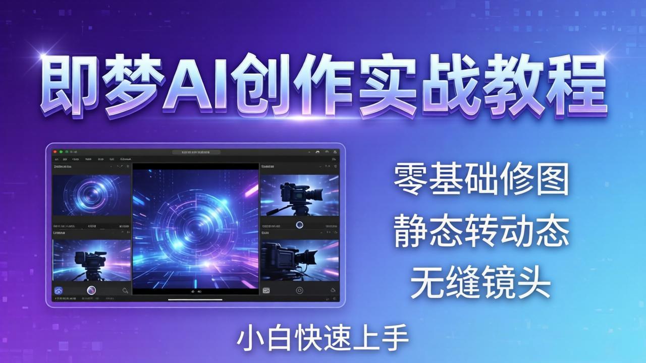 即梦AI创作实战教程，从零基础修图到AI导演，实战教学静态转动态+无缝镜头，小白快速上手网创项目-知识付费-在线课程-自媒体创业-网络副业-优利资源优利资源网