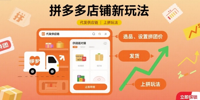 拼多多店铺新玩法，代发供应链上拼玩法网创项目-知识付费-在线课程-自媒体创业-网络副业-优利资源优利资源网