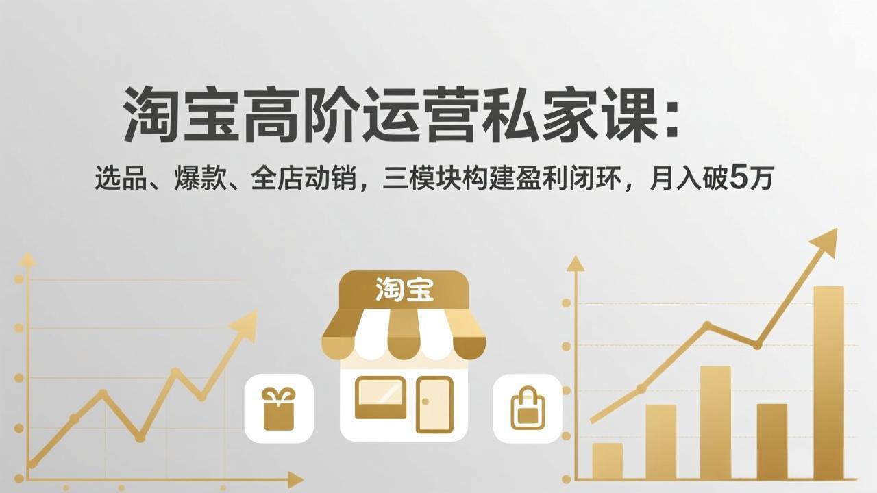 淘宝高阶运营私家课：选品、爆款、全店动销，三模块构建盈利闭环，月入破5万(更新26年2月网创项目-知识付费-在线课程-自媒体创业-网络副业-优利资源优利资源网