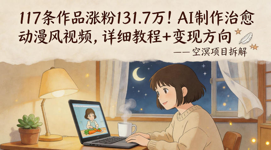 117条作品涨粉131.7W！AI制作治愈动漫风视频，详细教程+变现方向网创项目-知识付费-在线课程-自媒体创业-网络副业-优利资源优利资源网