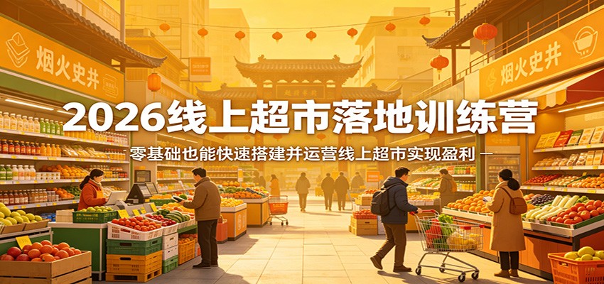 2026线上超市落地训练营，零基础也能快速搭建并运营线上超市实现盈利网创项目-知识付费-在线课程-自媒体创业-网络副业-优利资源优利资源网