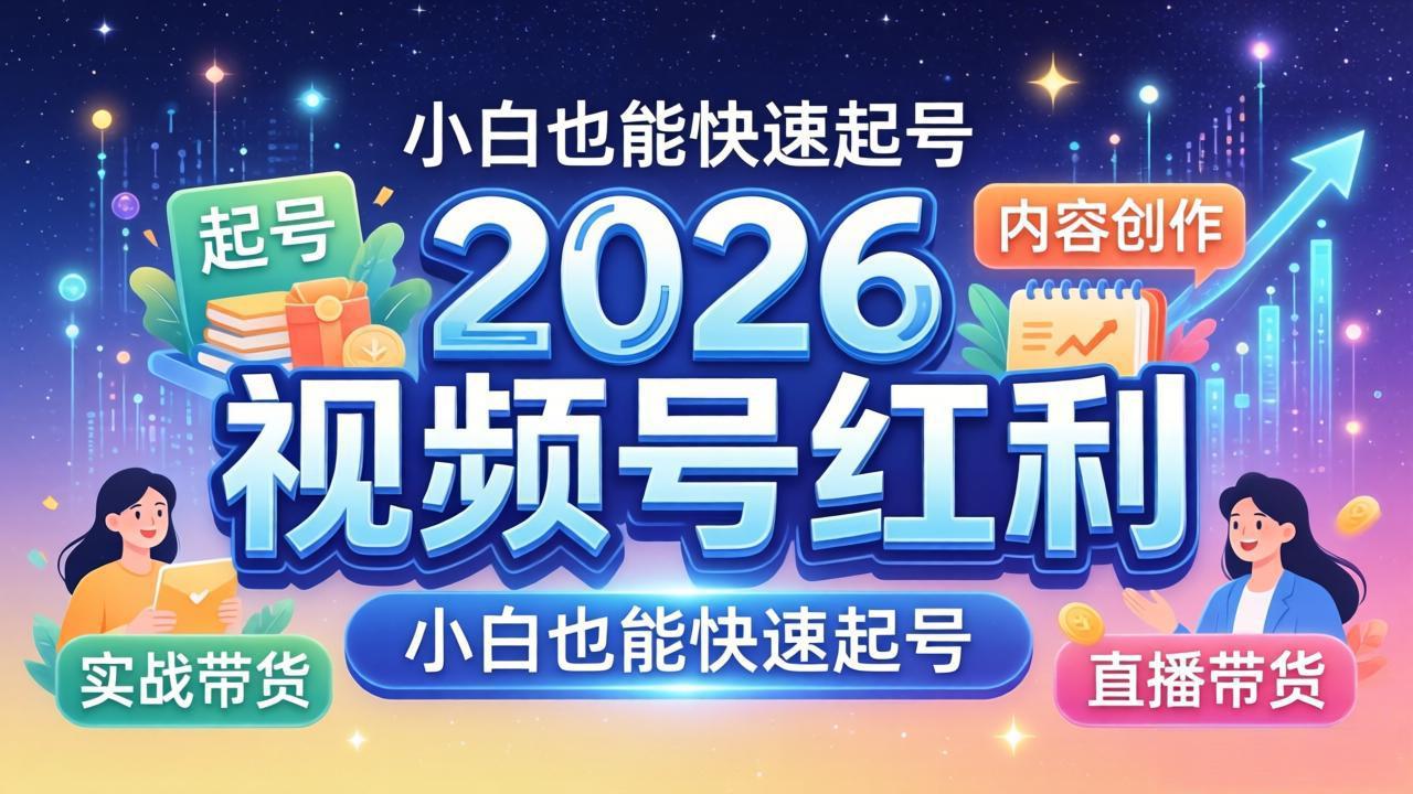 2026视频号红利实战营，大佬亲授起号、内容、直播、IP、投流、私域、矩阵全套落地打法网创项目-知识付费-在线课程-自媒体创业-网络副业-优利资源优利资源网