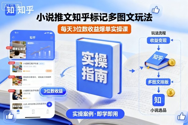 小说推文知乎标记多图文玩法，每天3位数收益爆单实操课网创项目-知识付费-在线课程-自媒体创业-网络副业-优利资源优利资源网
