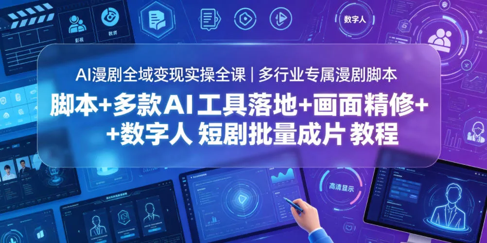 AI漫剧全域变现实操全课｜多行业专属漫剧脚本+多款AI工具落地+画面精修+数字人短剧批量成片全教程网创项目-知识付费-在线课程-自媒体创业-网络副业-优利资源优利资源网