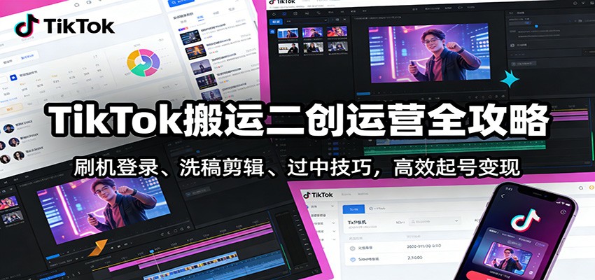 TikTok搬运二创运营全攻略：刷机登录、洗稿剪辑 、过中技巧，高效起号变现网创项目-知识付费-在线课程-自媒体创业-网络副业-优利资源优利资源网