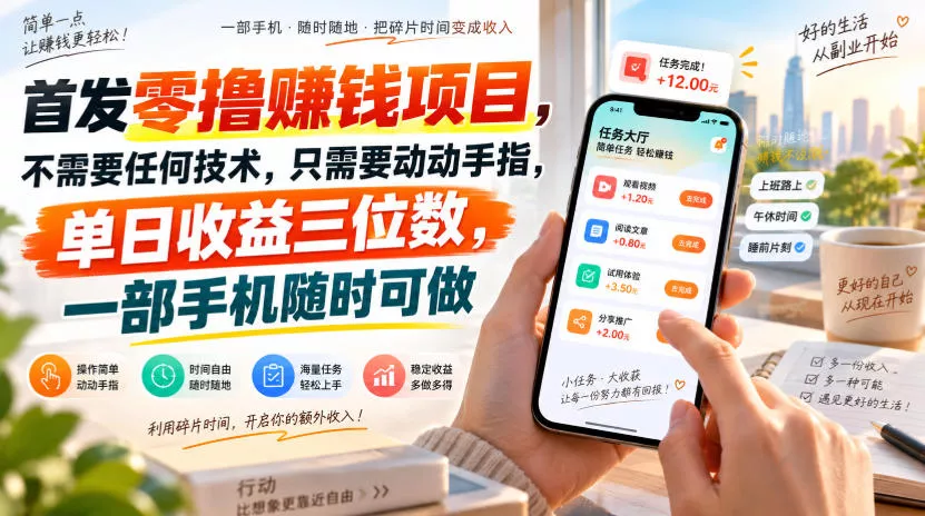 首发零撸賺钱项目，不需要任何技术，只需要动动手指，单日收益三位数，一部手机随时可做【揭秘】网创项目-知识付费-在线课程-自媒体创业-网络副业-优利资源优利资源网