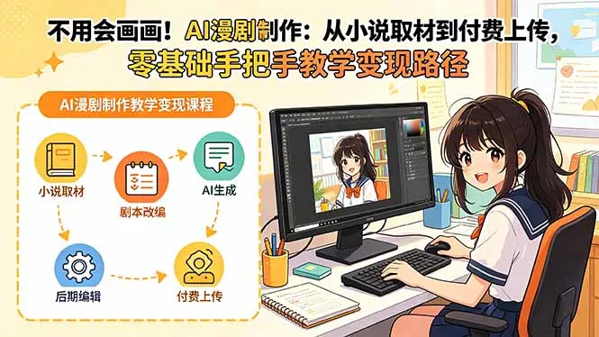 不用会画画！AI漫剧制作：从小说取材到付费上传，零基础手把手教学变现路径(更新网创项目-知识付费-在线课程-自媒体创业-网络副业-优利资源优利资源网