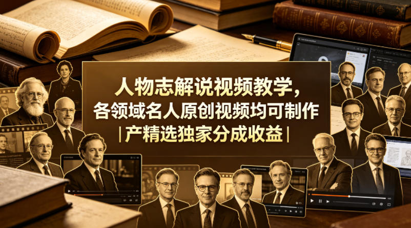 人物志解说视频教学，各领域名人原创视频均可制作丨精选独家分成收益(更新0430)网创项目-知识付费-在线课程-自媒体创业-网络副业-优利资源优利资源网