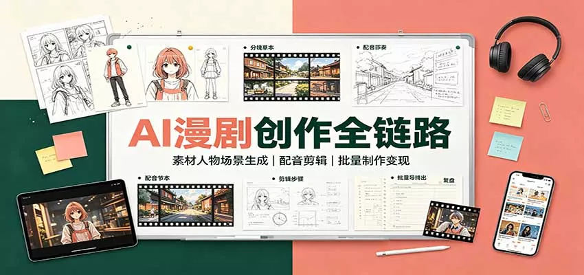 AI漫剧创作全链路：素材人物场景生成，配音剪辑，批量制作变现网创项目-知识付费-在线课程-自媒体创业-网络副业-优利资源优利资源网
