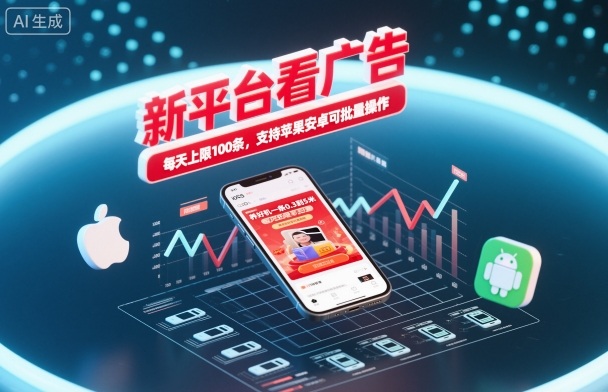 新平台看广告，养好机一条0.3到5米，每天上限100条，支持苹果安卓可批量操作网创项目-知识付费-在线课程-自媒体创业-网络副业-优利资源优利资源网