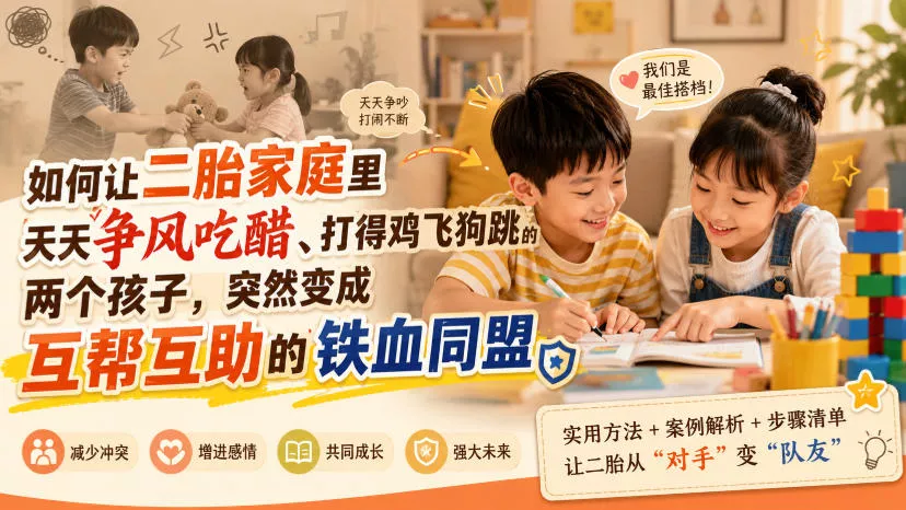 付费文章：如何让二胎家庭里天天争风吃醋、打得鸡飞狗跳的两个孩子，突然变成互帮互助的铁血同盟？网创项目-知识付费-在线课程-自媒体创业-网络副业-优利资源优利资源网