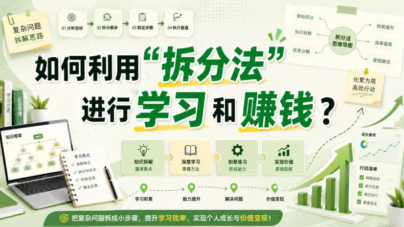 付费文章：如何利用“拆分法”进行学习和賺钱？网创项目-知识付费-在线课程-自媒体创业-网络副业-优利资源优利资源网