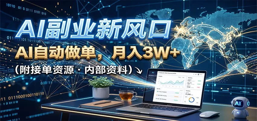 AI副业新风口,AI自动做单,月入3W+,附接单资源 AI副业新风口,AI自动做单,月入3W+,附接单资源