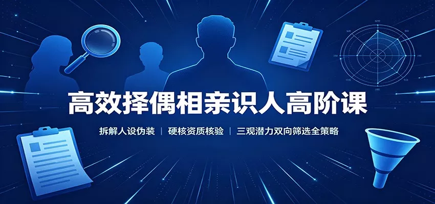高效择偶相亲识人高阶课:拆解人设伪装,硬核资质核验,三观潜力双向筛选全策略网创项目-知识付费-在线课程-自媒体创业-网络副业-优利资源优利资源网