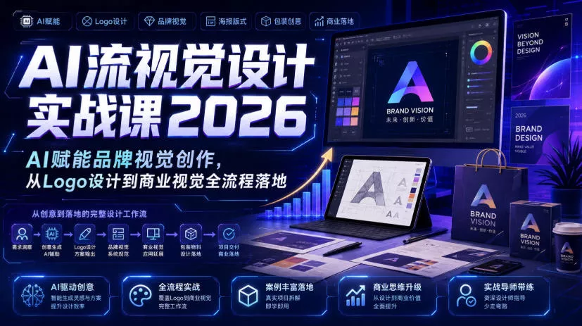 AI流视觉设计实战课2026：AI赋能品牌视觉创作，从Logo设计到商业视觉全流程落地网创项目-知识付费-在线课程-自媒体创业-网络副业-优利资源优利资源网