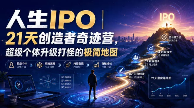 人生IPO︱21天创造者奇迹营，超级个体升级打怪的极简地图网创项目-知识付费-在线课程-自媒体创业-网络副业-优利资源优利资源网