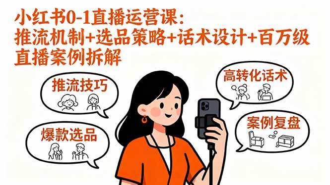 （16002期）小红书0-1直播运营课：推流机制+选品策略+话术设计+百万级直播案例拆解网创项目-知识付费-在线课程-自媒体创业-网络副业-优利资源优利资源网