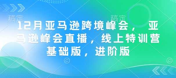12月亚马逊跨境峰会， 亚马逊峰会直播，线上特训营基础版，进阶版网创项目-知识付费-在线课程-自媒体创业-网络副业-优利资源优利资源网