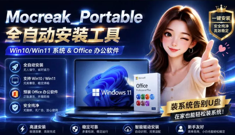 Mocreak全自动安装office和win10、win11系统，告别U盘装系统，使用安全可靠网创项目-知识付费-在线课程-自媒体创业-网络副业-优利资源优利资源网