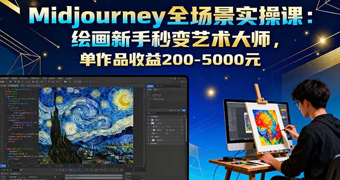 Midjourney全场景实操课：绘画新手秒变艺术大师，单作品收益200-5000元网创项目-知识付费-在线课程-自媒体创业-网络副业-优利资源优利资源网